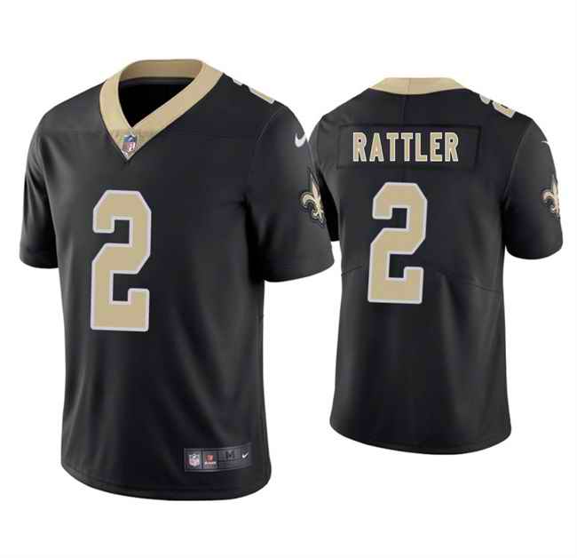 Men's New Orleans Saints #2 Spencer Rattler Black 2025 Vapor Limited Stitched Football Jersey